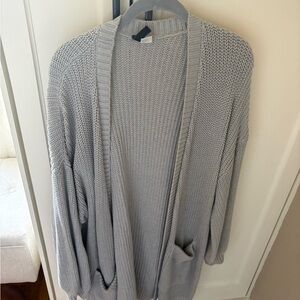H&M Light Gray Open-Front Knit Cardigan